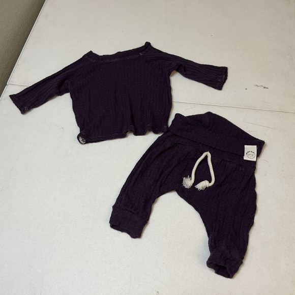 Handmade Other - Handmade 2 Sweet Cheeks Waffle Knit Set 0-3M Purple Lounge Outfit